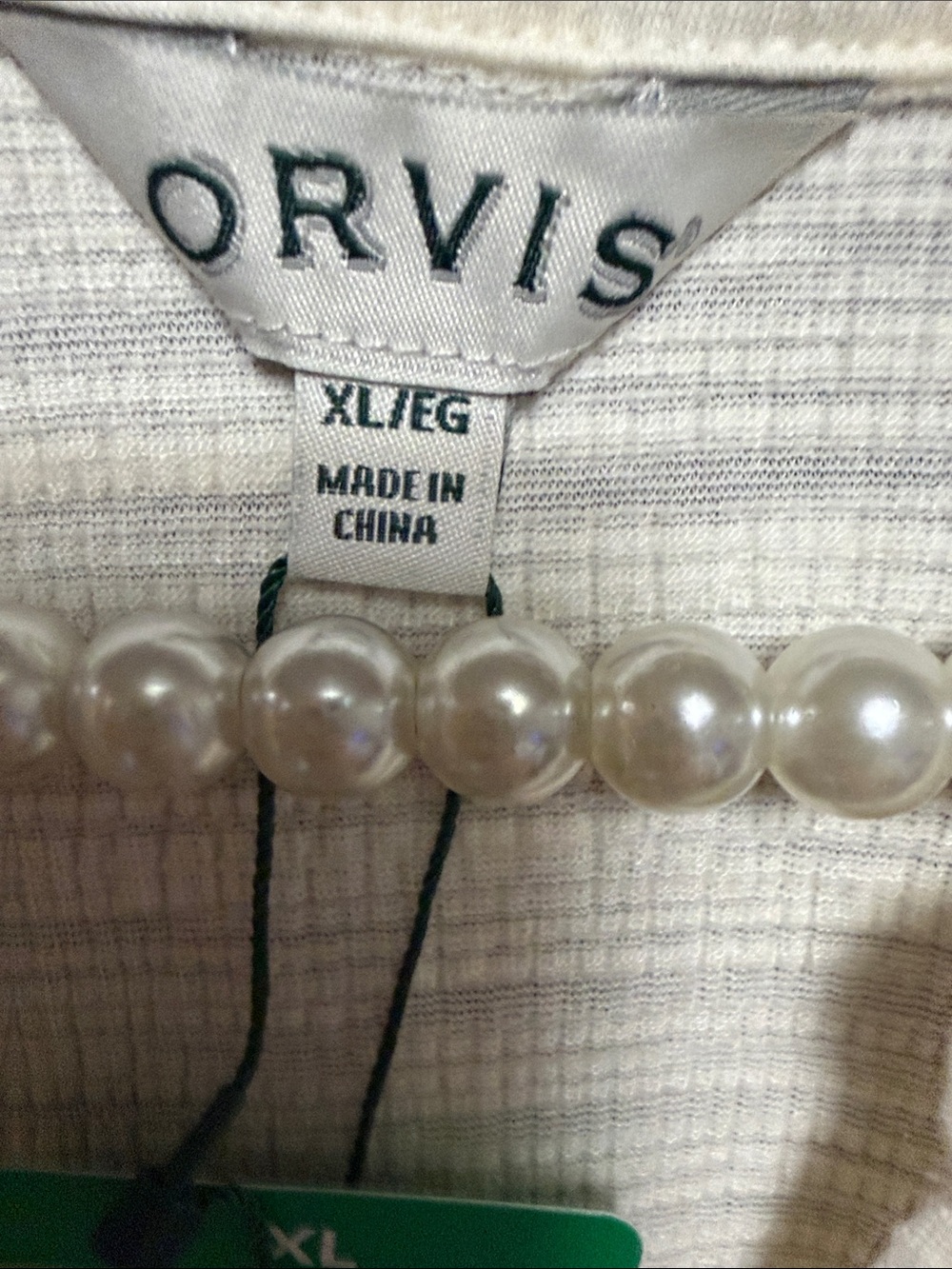 Orvis Cream Split-Neck Embroidered Short-Sleeve Top - Picture 4 of 7